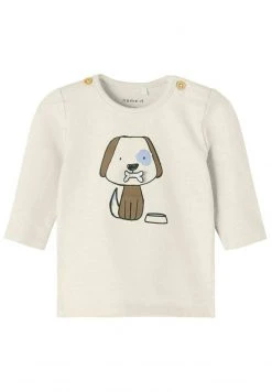 Name It Kinder MIT LANGEN ÄRMELN 3D-HUNDEPRINT - Langarmshirt - Whisper White