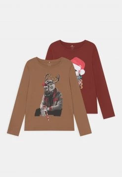 Name It Kinder NKMRARTIN BOX 2 PACK - Langarmshirt - Light Brown/bordeaux