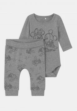 Name It NBNMICKEY SET UNISEX - Stoffhose - Grey Melange