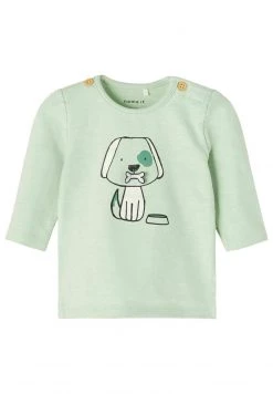 Name It MIT LANGEN ÄRMELN 3D-HUNDEPRINT - Langarmshirt - Subtle Green | Kinder